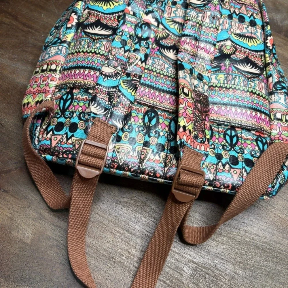 SAKROOTS Backpack Bag Canvas Boho Southwestern Artsy Colorful‎ EUC